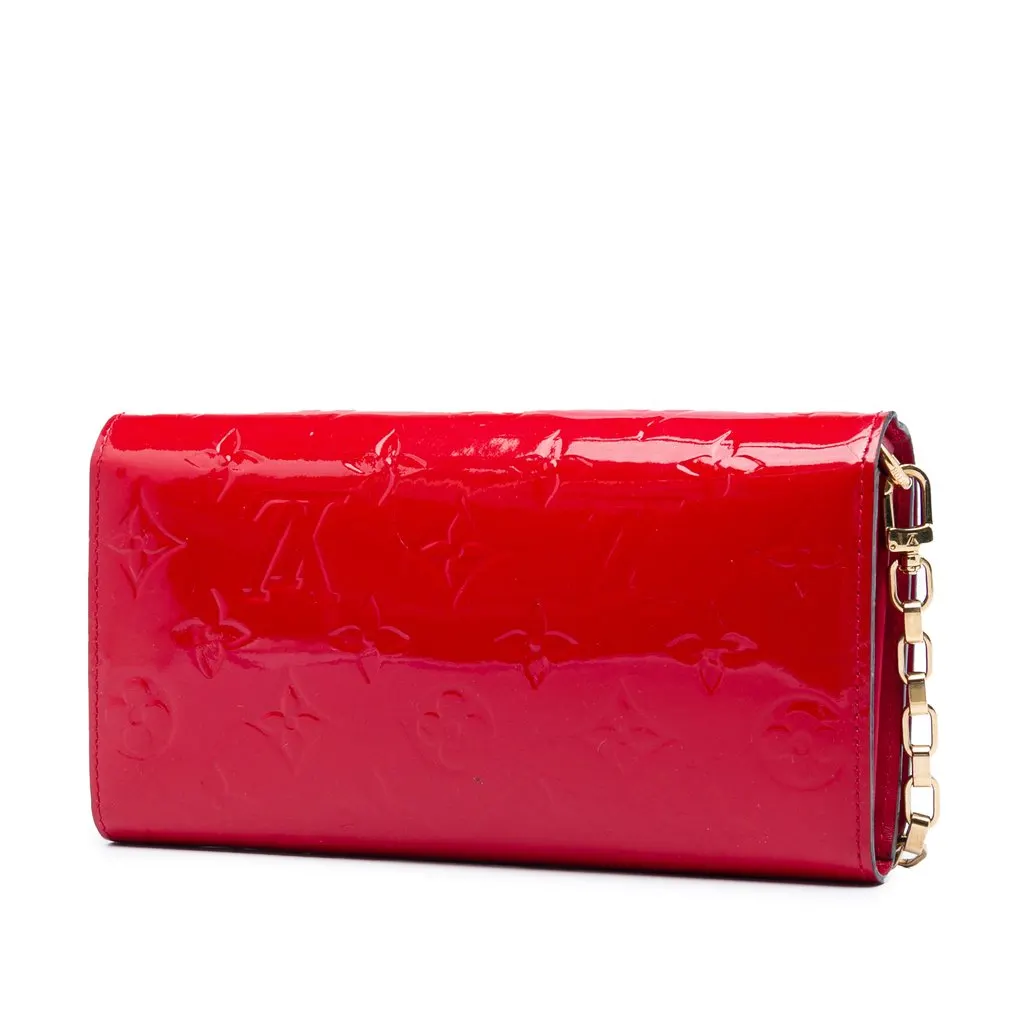 Louis Vuitton Monogram Vernis Chain Wallet Red Leather Very good - Back View