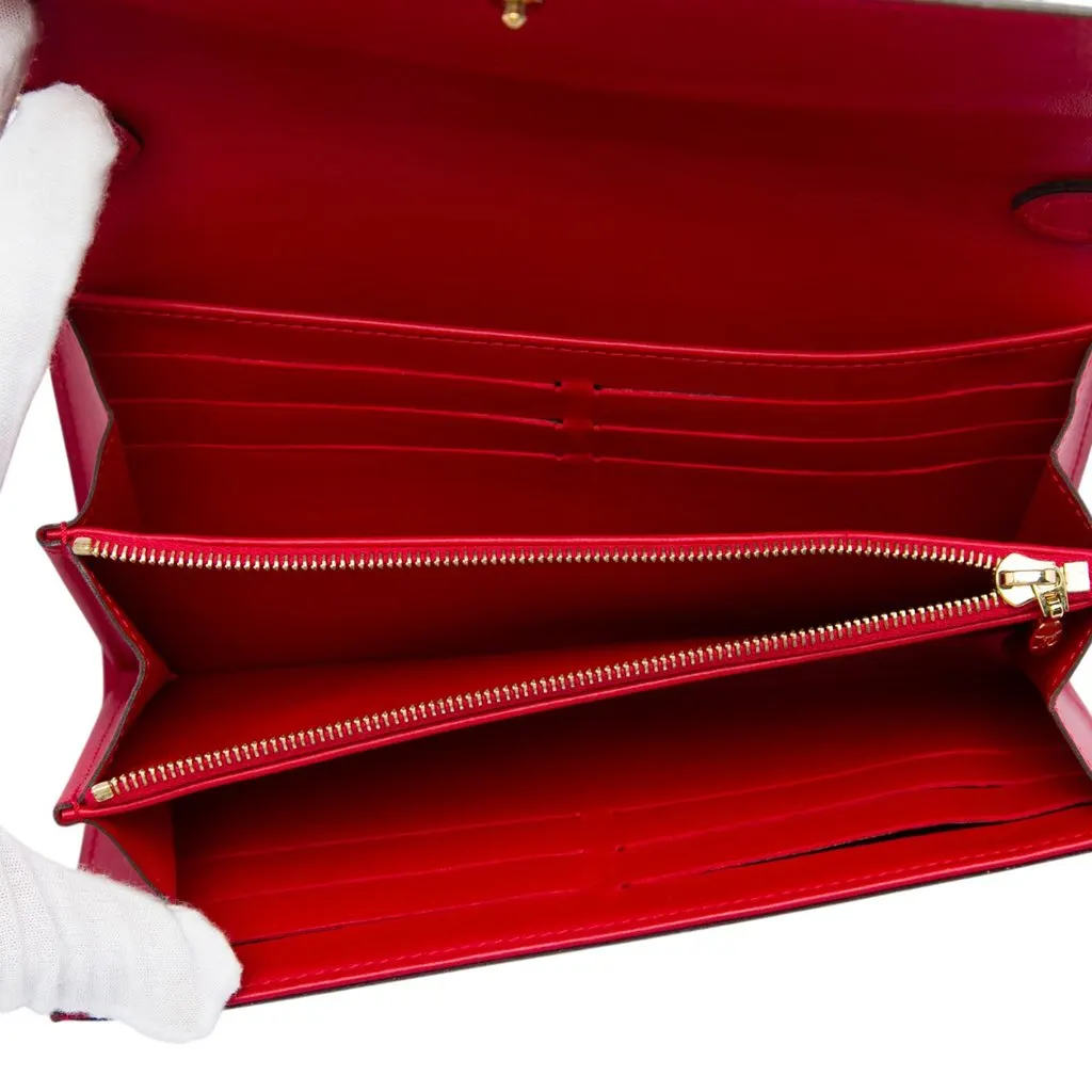 Louis Vuitton Monogram Vernis Chain Wallet Red Leather Very good - Model View