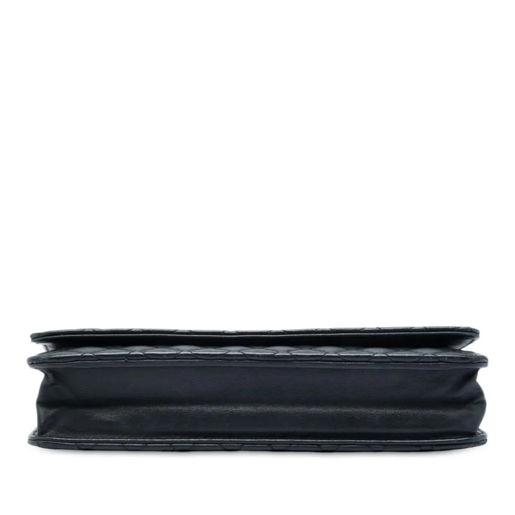 Chanel Quilted Lambskin Crest Wallet On Chain Black Leather Very good - Inside View