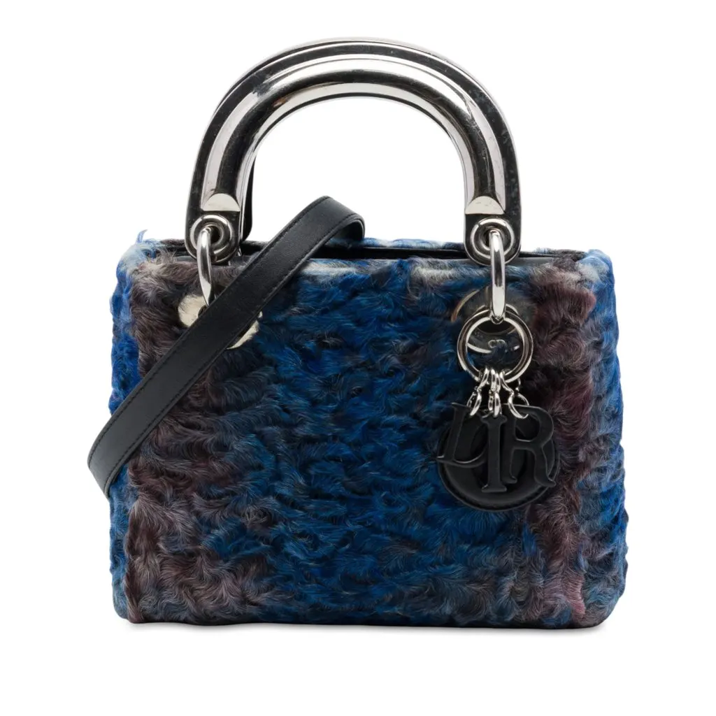Dior Mini Astrakhan Fur Lady Dior Blue Fur Very good - Front View