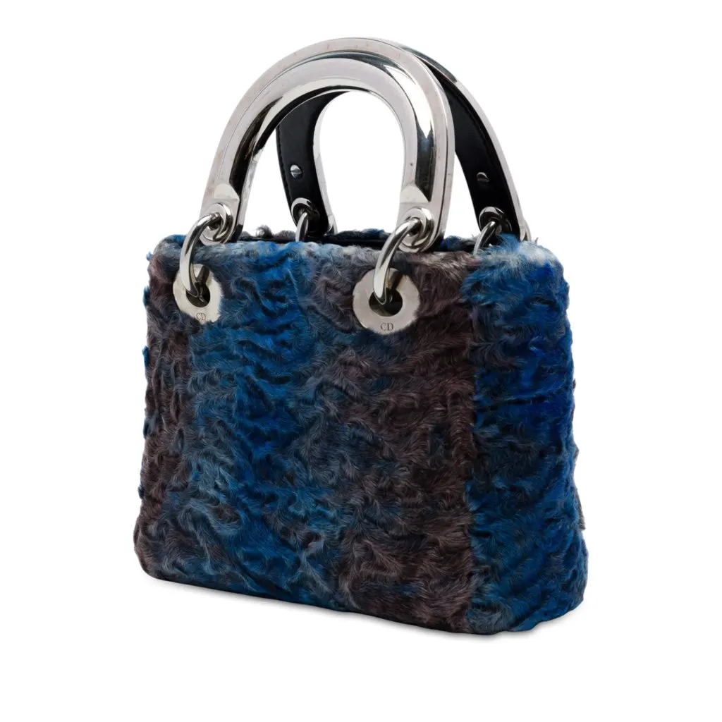 Dior Mini Astrakhan Fur Lady Dior Blue Fur Very good - Back View