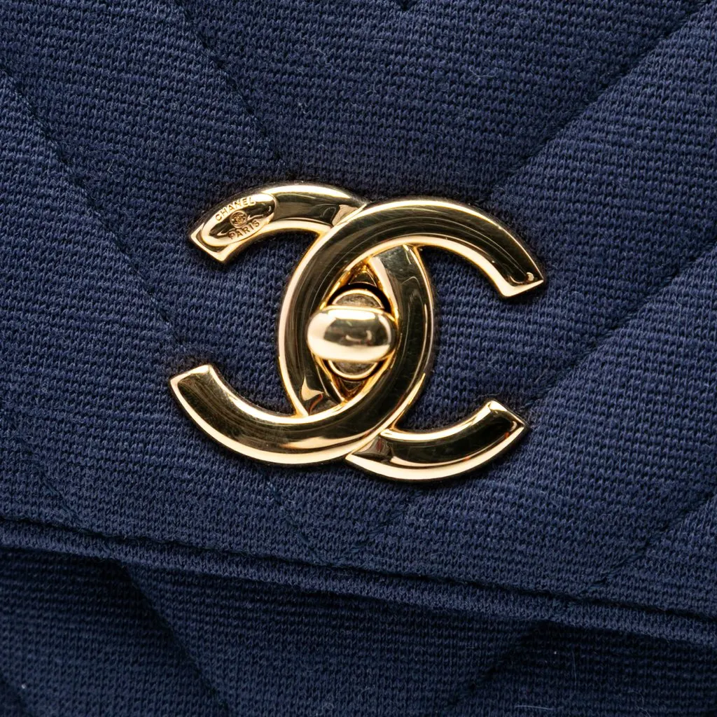 Chanel Small Chevron Jersey Trendy CC Top Handle Flap Blue Cotton Very good - Box View