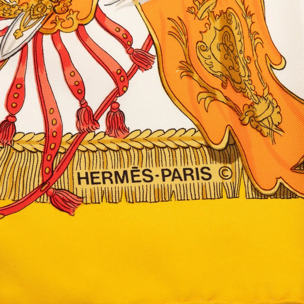 Hermès Caparacons De La France Et De L Inde Silk Scarf 90 Yellow Very good - Inside View