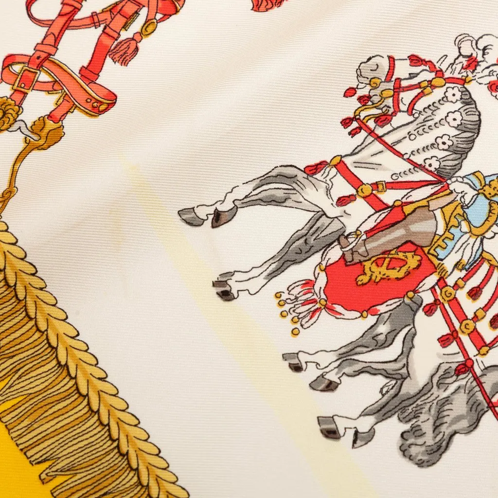 Hermès Caparacons De La France Et De L Inde Silk Scarf 90 Yellow Very good - Box View