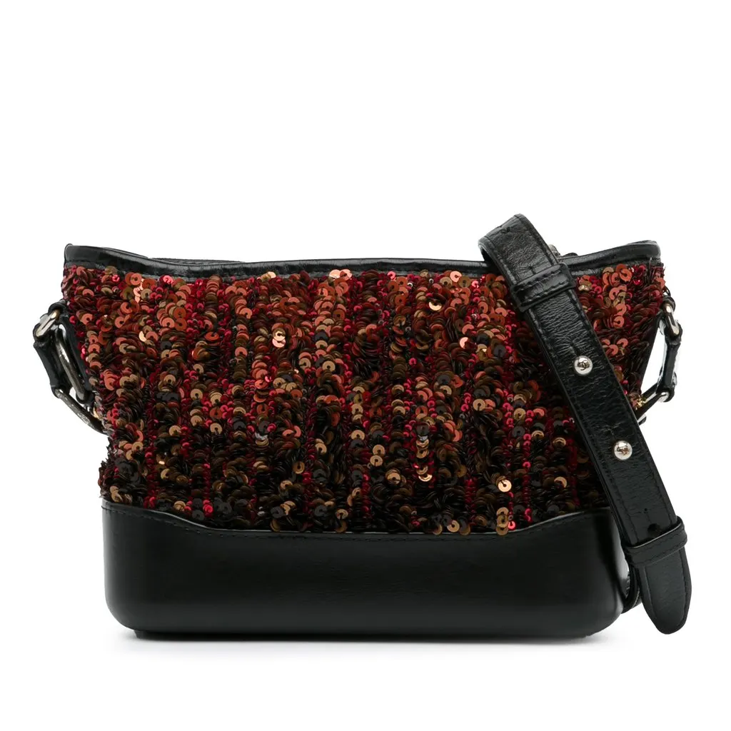 Chanel Small Sequin Gabrielle Crossbody Brown Leather Very good - Front View