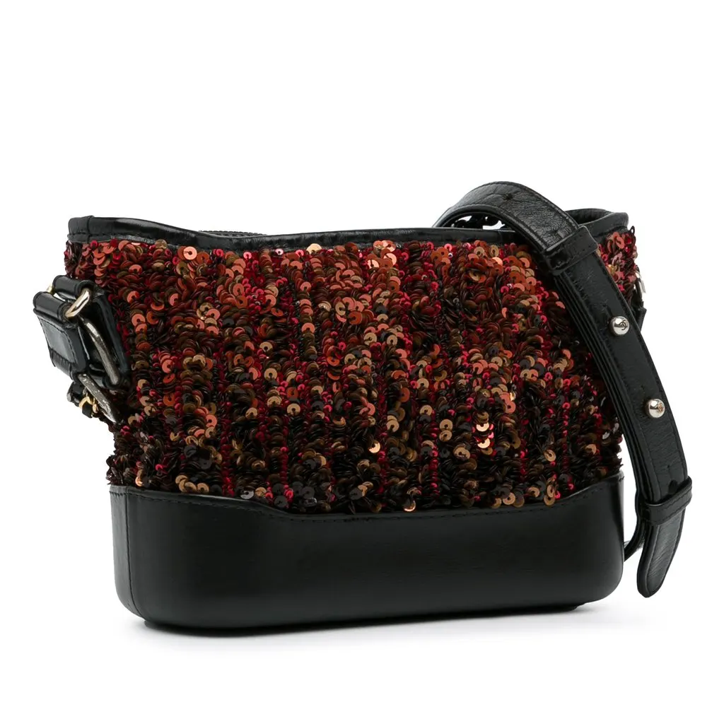 Chanel Small Sequin Gabrielle Crossbody Brown Leather Very good - Back View