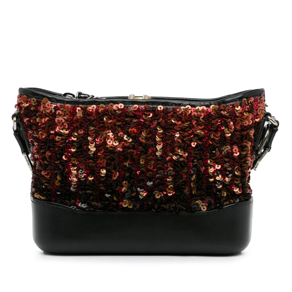 Chanel Small Sequin Gabrielle Crossbody Brown Leather Very good - Model View