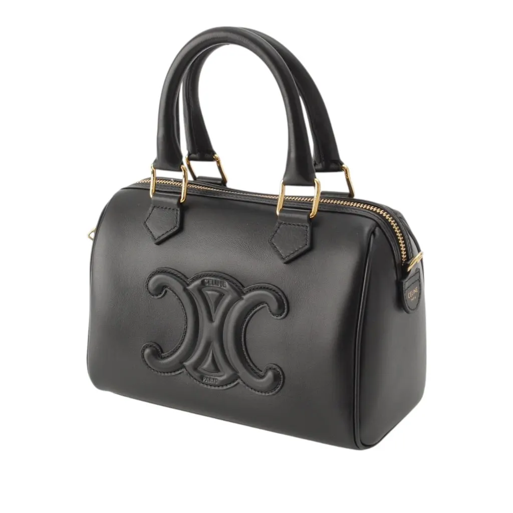 Celine Smooth Calfskin Cuir Triomphe Satchel Black Leather Very good - Back View