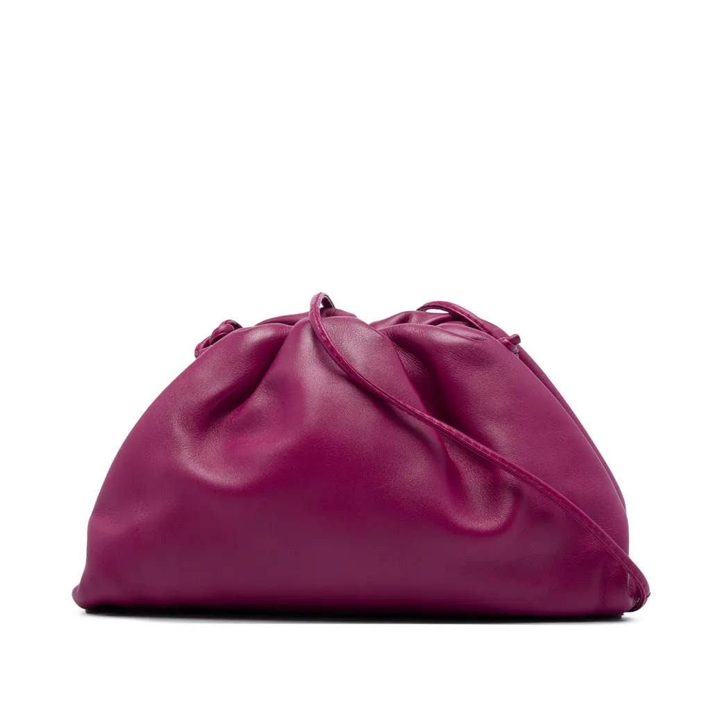Bottega Veneta Lambskin The Mini Pouch Crossbody Purple Leather Very good - Front View