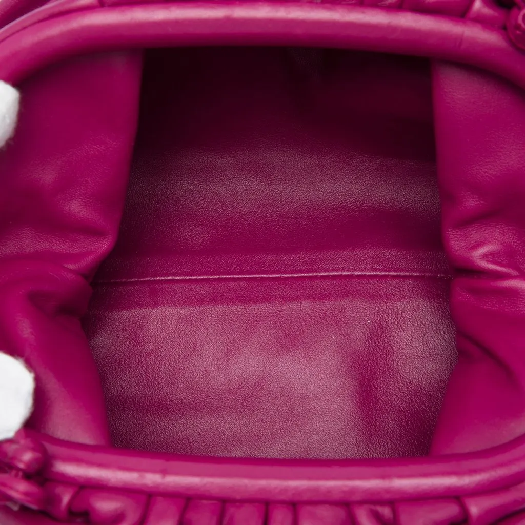 Bottega Veneta Lambskin The Mini Pouch Crossbody Purple Leather Very good - Model View