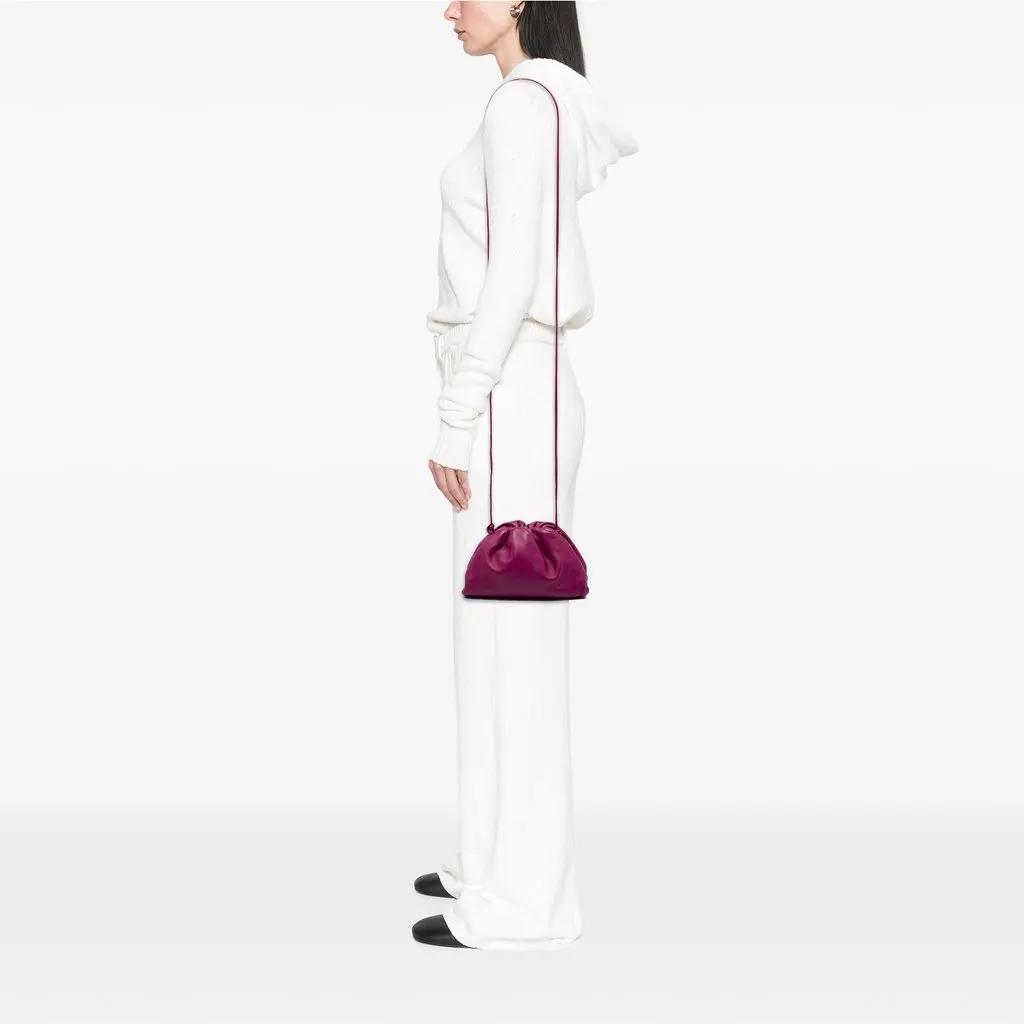 Bottega Veneta Lambskin The Mini Pouch Crossbody Purple Leather Very good - Box View