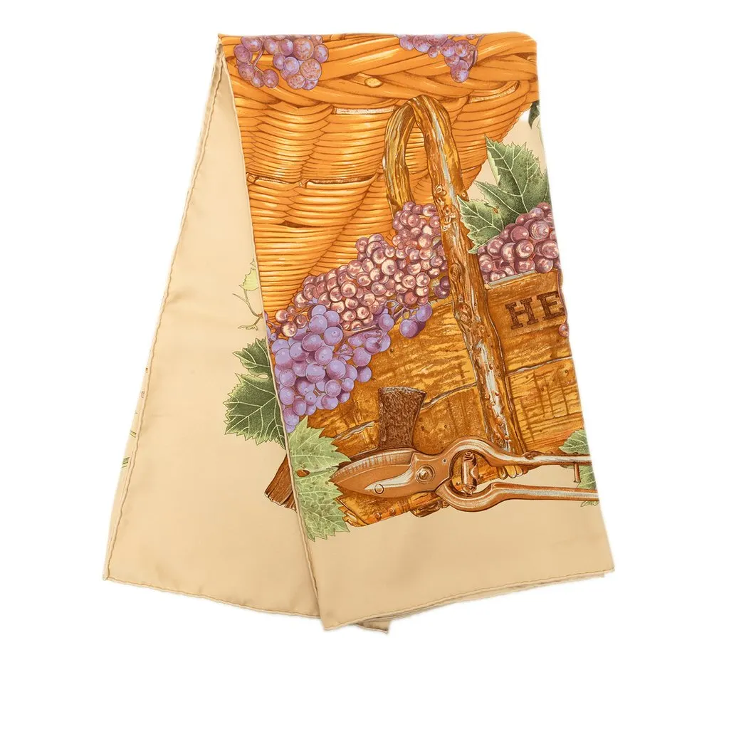Hermès Vendanges Silk Scarf 90 Brown Silk Very good - Front View