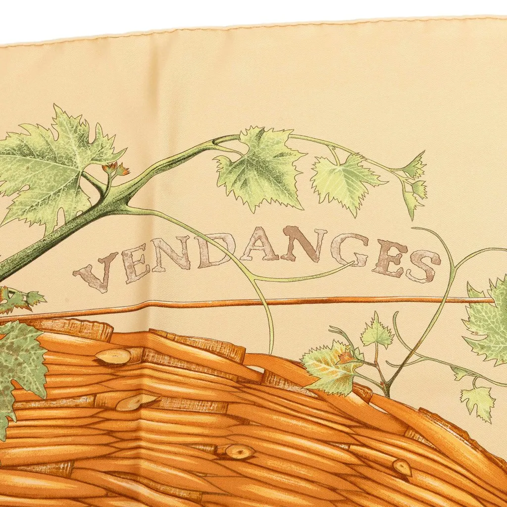 Hermès Vendanges Silk Scarf 90 Brown Silk Very good - Box View