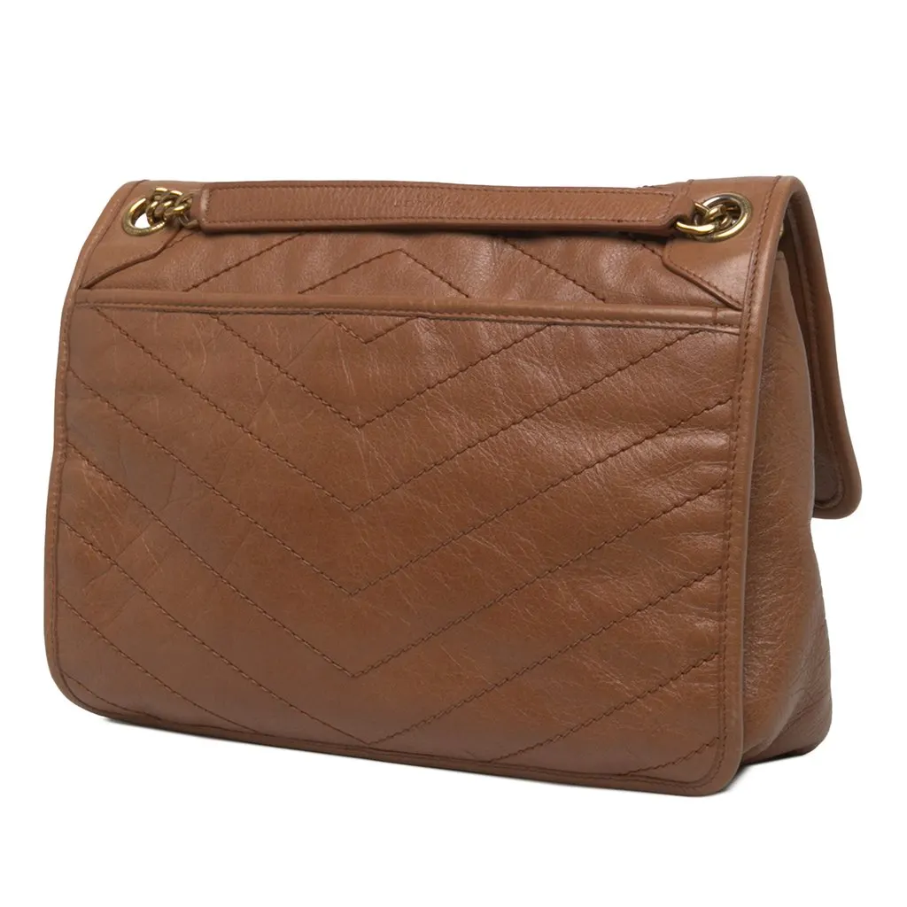 Saint Laurent Medium Crinkled Calfskin Niki Brown Leather Very good - Back View