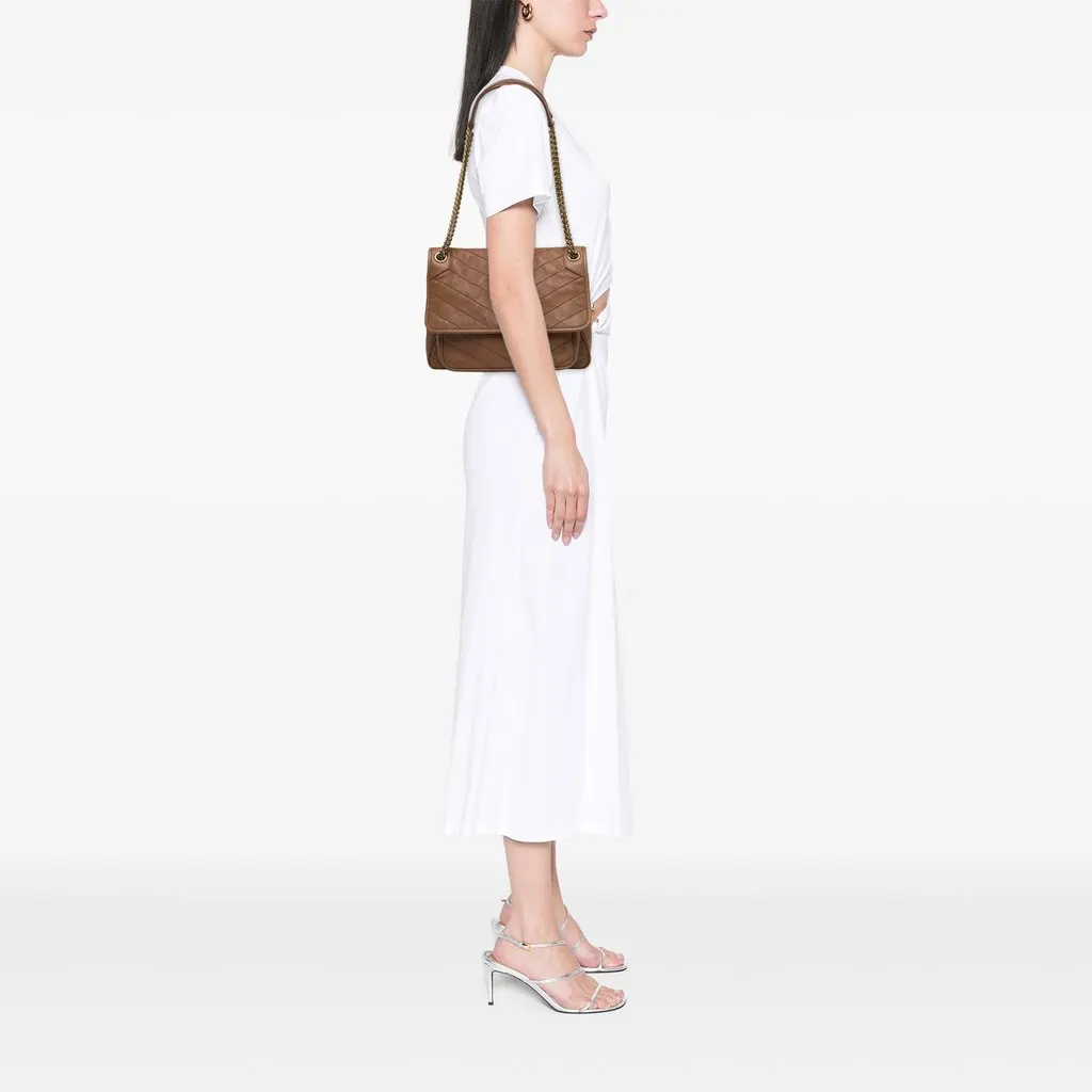 Saint Laurent Medium Crinkled Calfskin Niki Brown Leather Very good - Box View