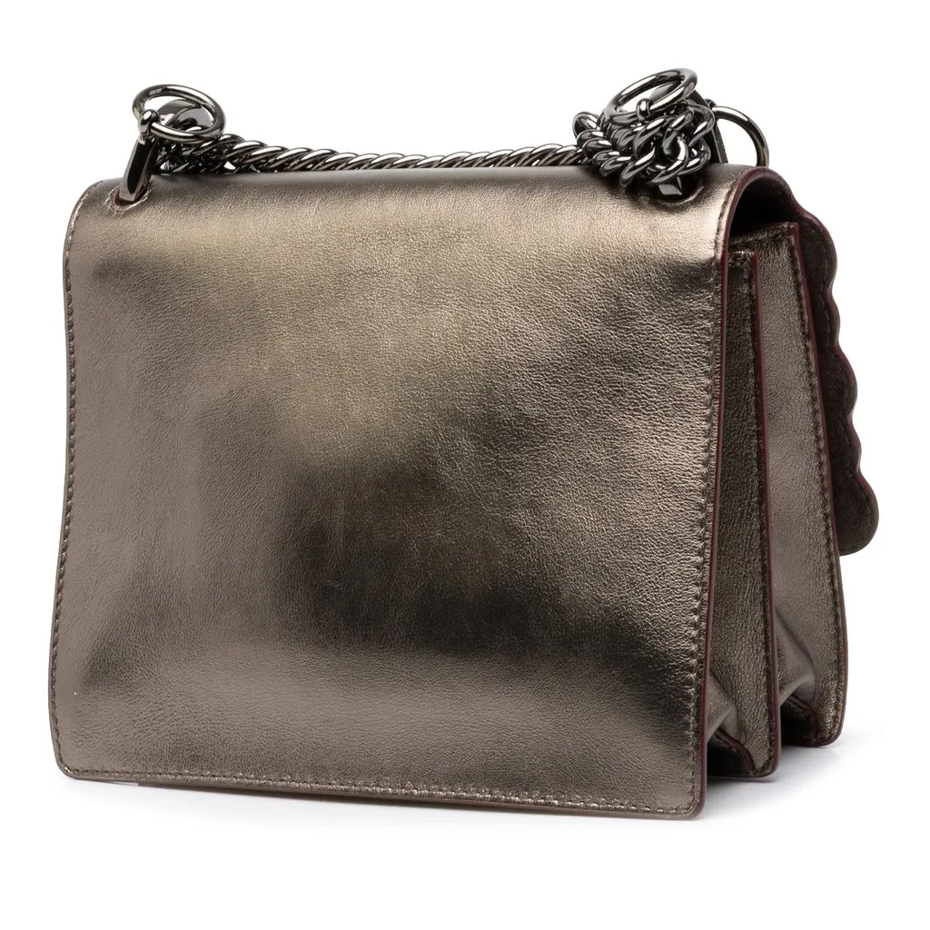 Fendi Mini Scalloped Metallic Studded Leather Kan I Crossbody Gold Leather Very good - Back View