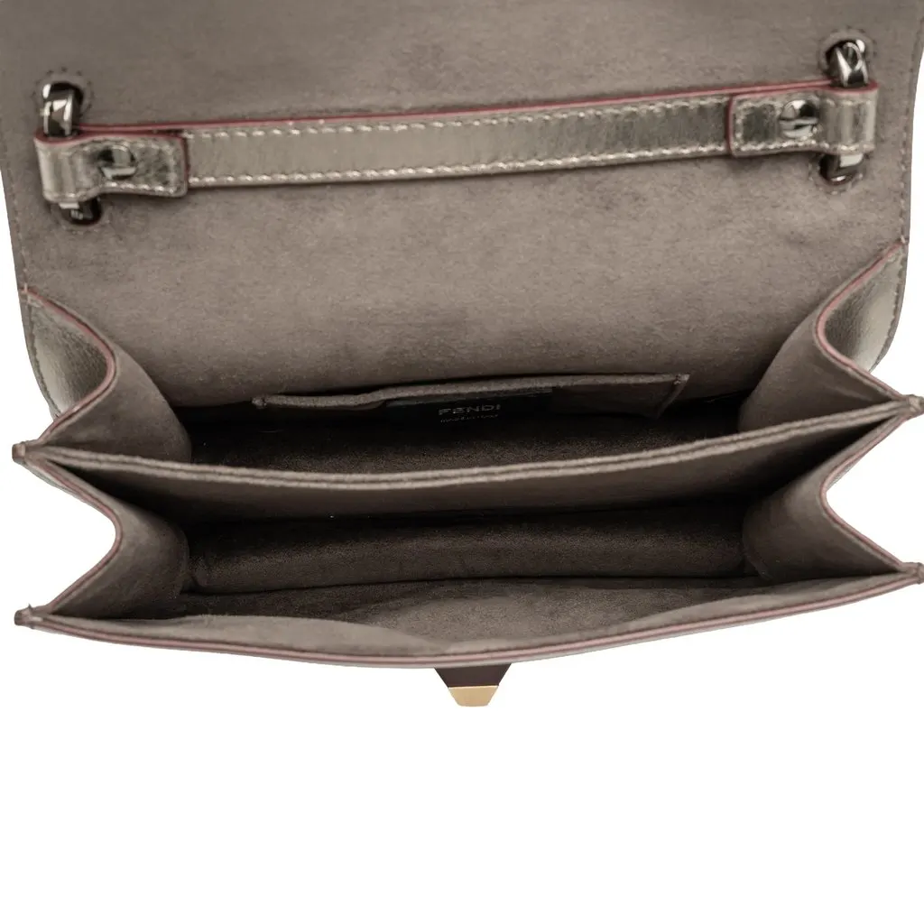 Fendi Mini Scalloped Metallic Studded Leather Kan I Crossbody Gold Leather Very good - Model View