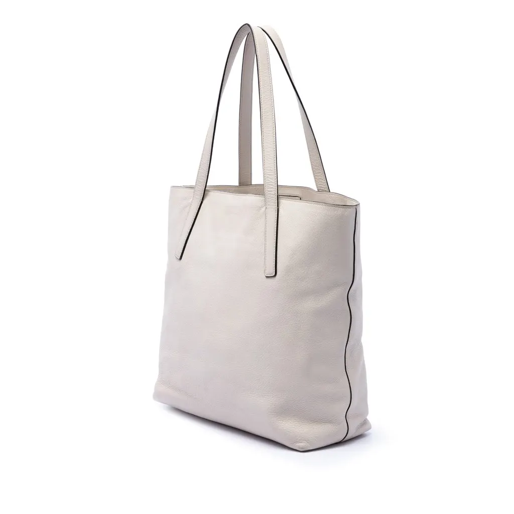 Prada Vitello Daino Open Convertible Tote White Leather Very good - Back View