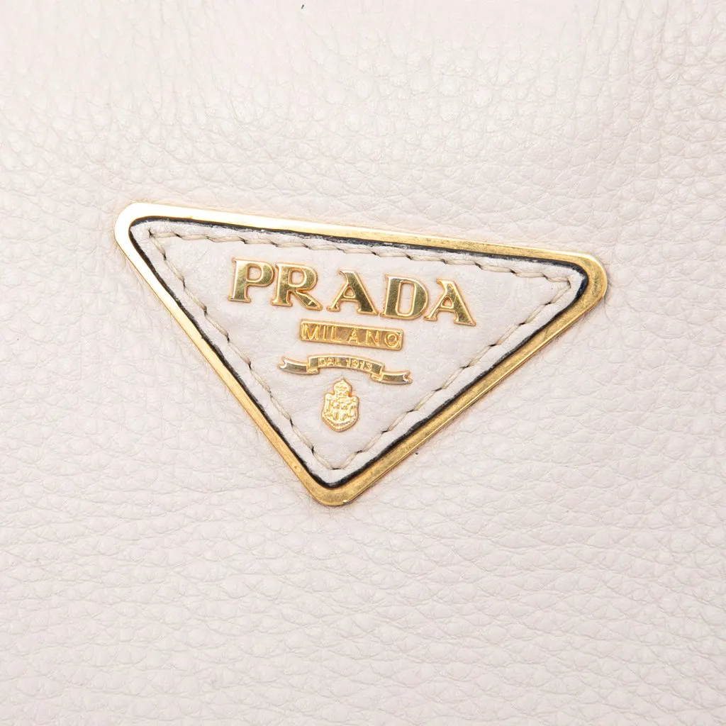 Prada Vitello Daino Open Convertible Tote White Leather Very good - Box View