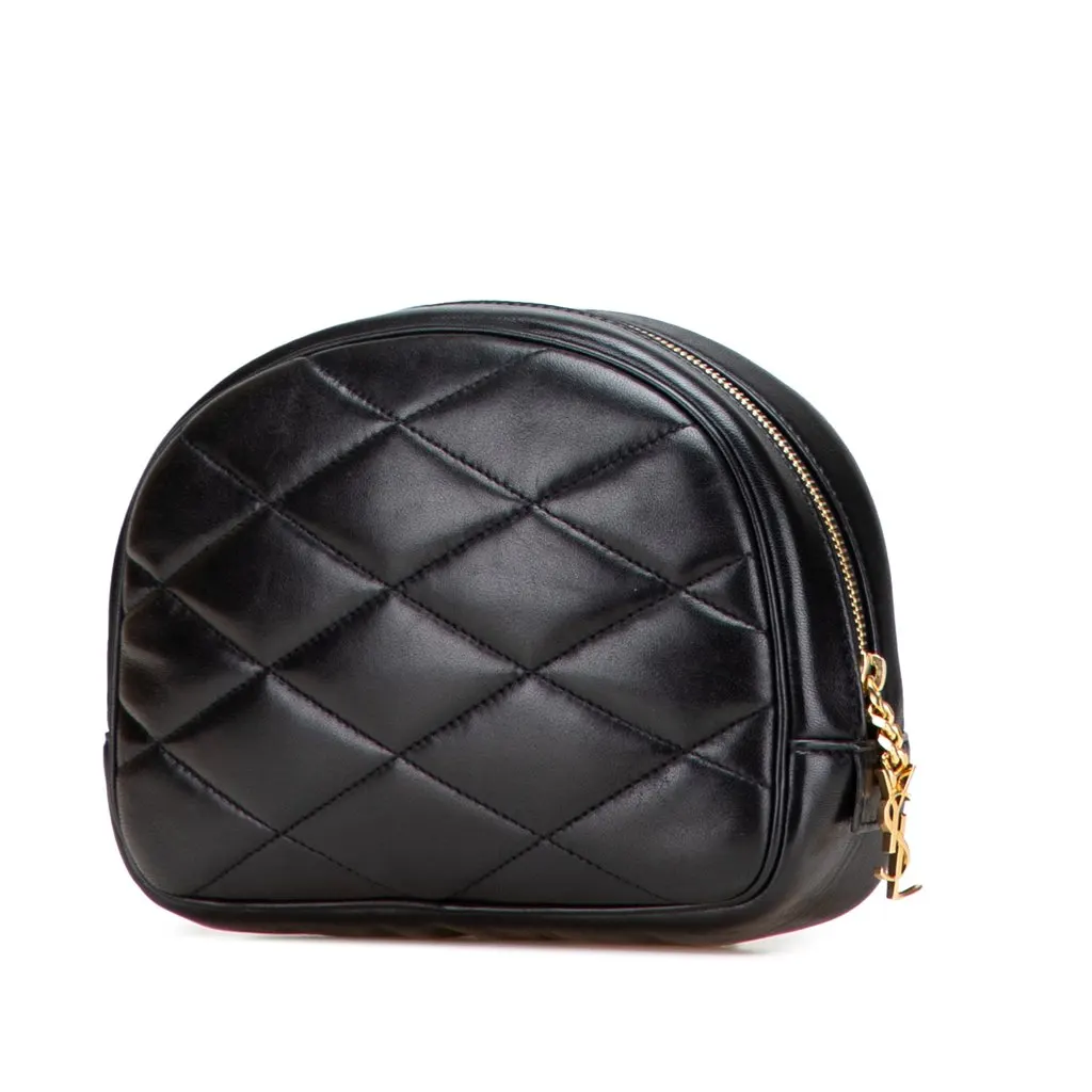 Saint Laurent Quilted Lambskin Lolita Cosmetics Pouch Black Leather Very good - Back View