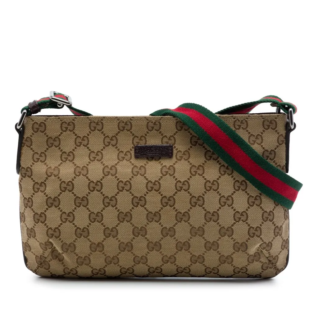 Gucci GG Canvas Web Crossbody Beige Very good - Front View