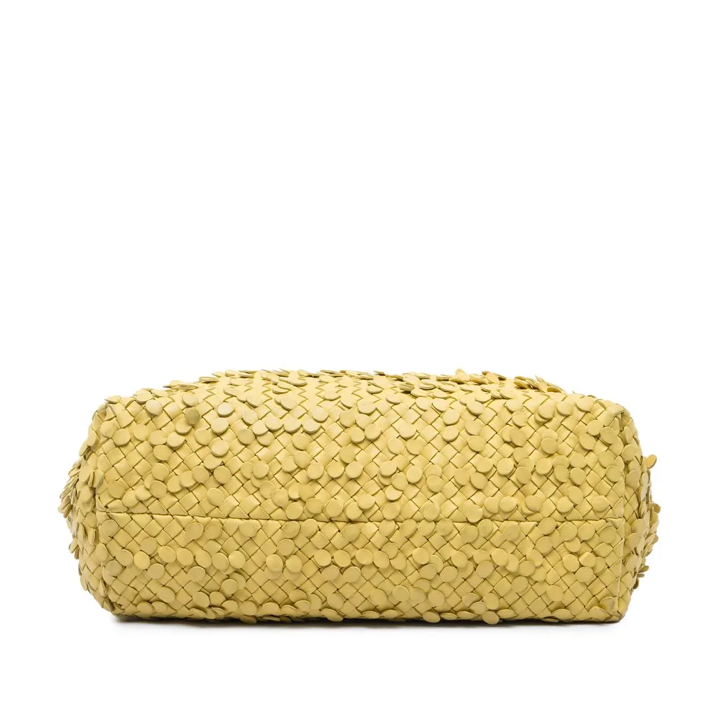 Bottega Veneta Medium Nappa Intrecciato Poussin Paillettes Cabat Tote Yellow Leather Good - Inside View