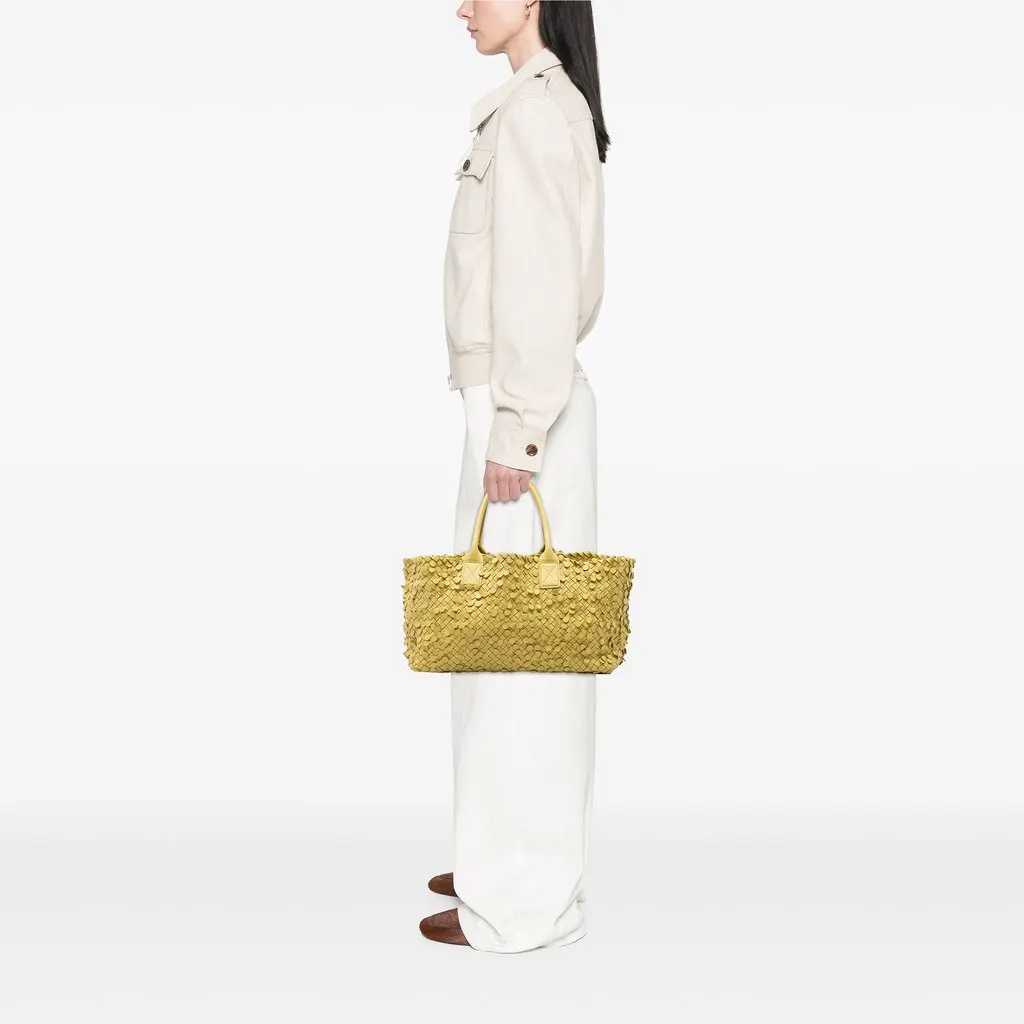 Bottega Veneta Medium Nappa Intrecciato Poussin Paillettes Cabat Tote Yellow Leather Good - Box View