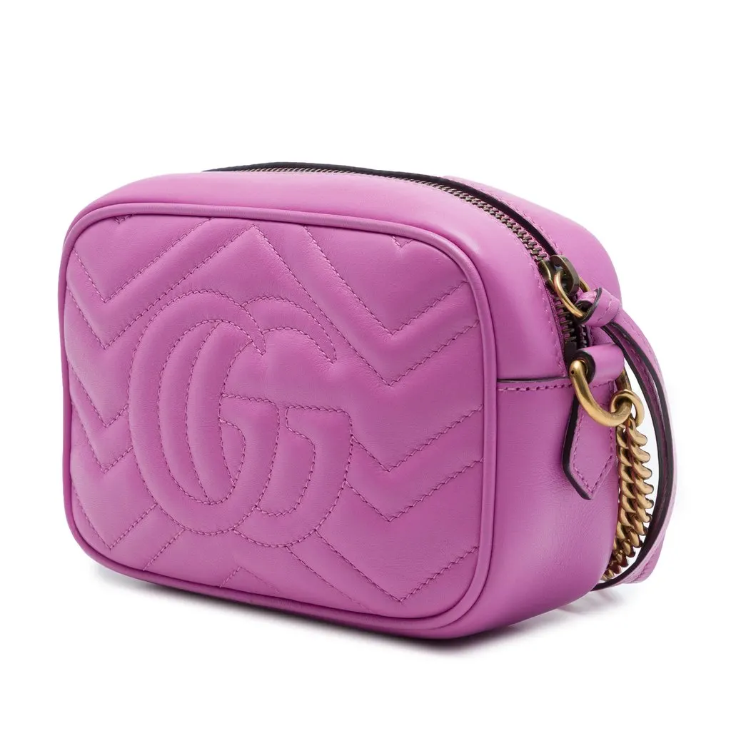Gucci Mini GG Marmont Matelasse Calfskin Crossbody Pink Leather Very good - Back View