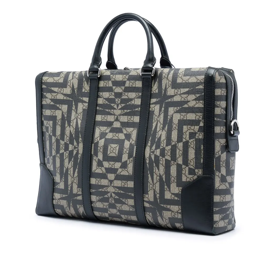 Gucci GG Supreme Caleido Eden Briefcase Beige Very good - Back View