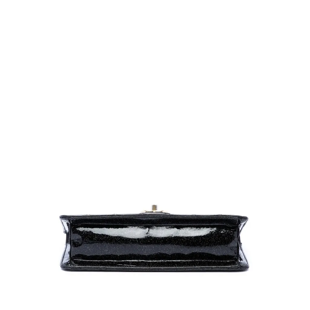 Chanel Quilted Patent Glitter Evening Star East West Flap Black Leather Very good - Inside View