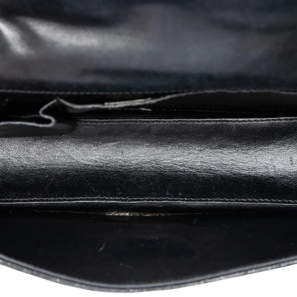 Chanel Quilted Patent Glitter Evening Star East West Flap Black Leather Very good - Model View