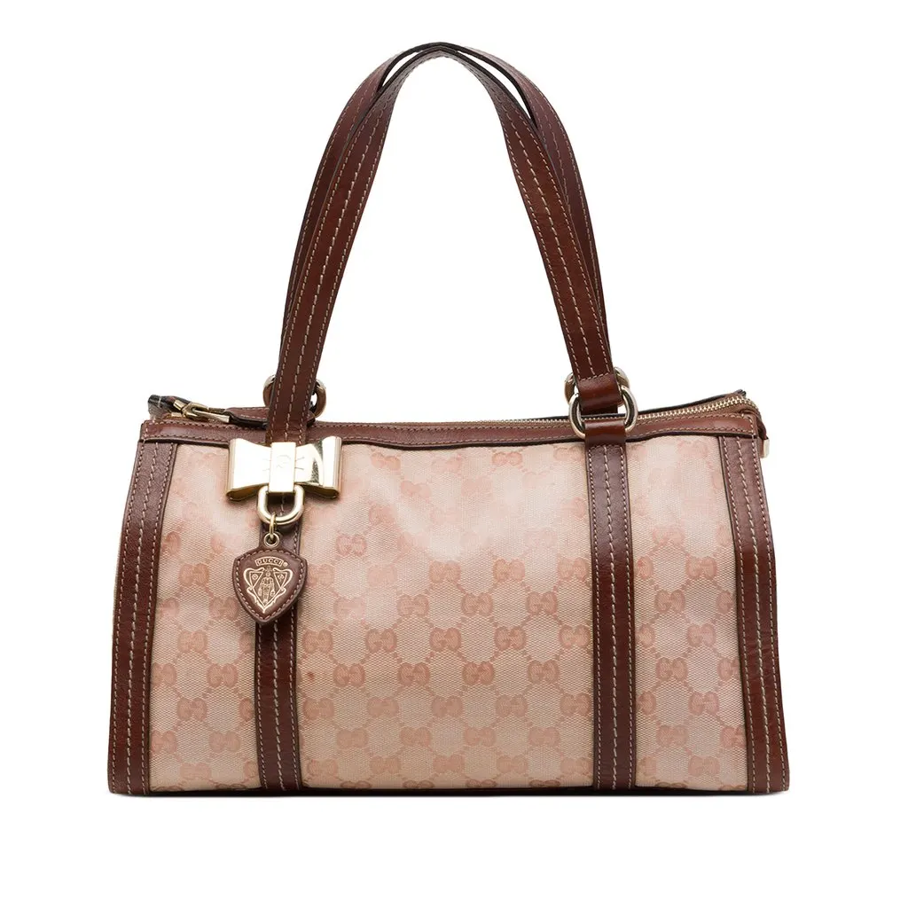 Gucci GG Crystal Duchessa Handbag Pink Canvas Good - Front View