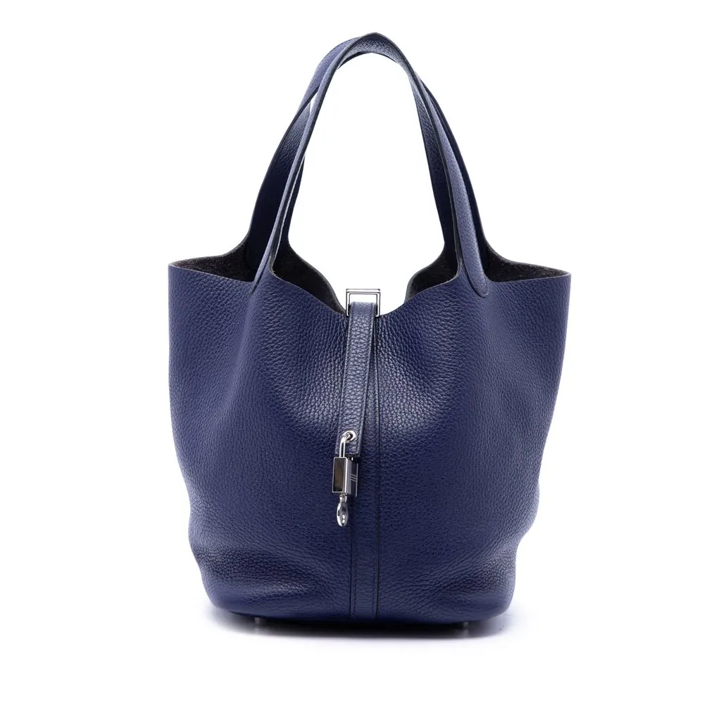 Hermès Clemence Picotin Lock 22 Blue Leather Very good - Front View