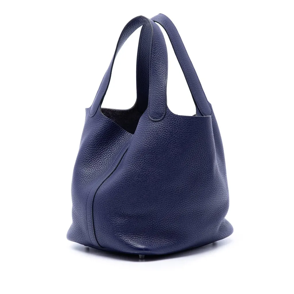 Hermès Clemence Picotin Lock 22 Blue Leather Very good - Back View