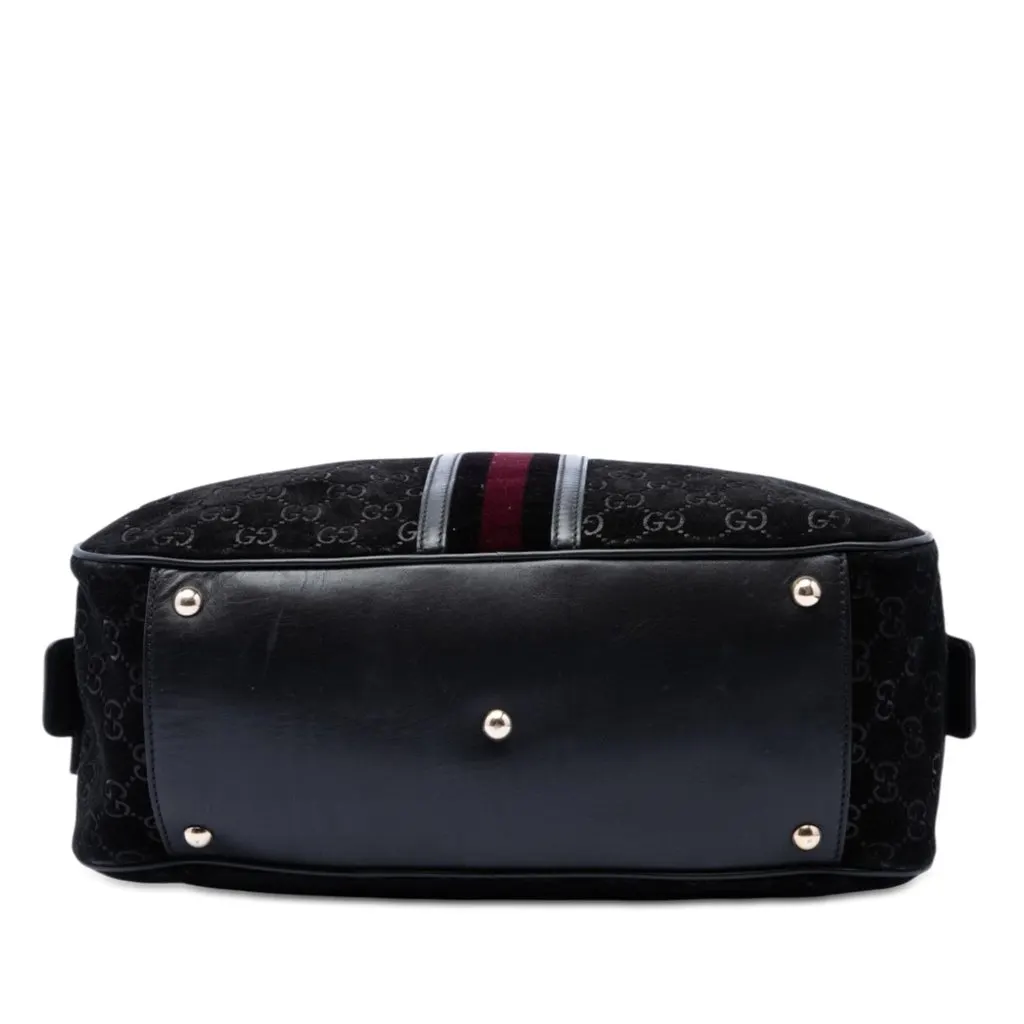 Gucci GG Suede Web Dome Handbag Black Leather Very good - Inside View