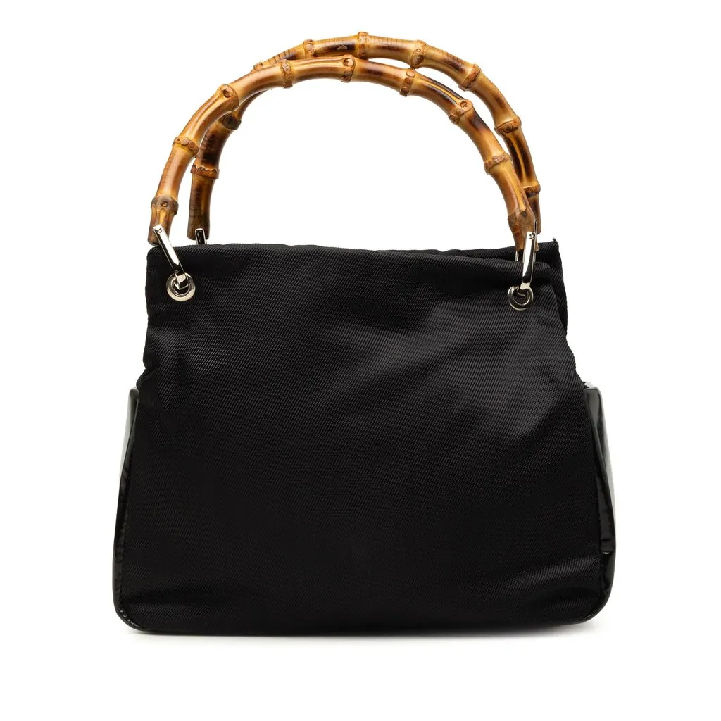 Gucci Nylon Bamboo Handbag Black Polyamide Very good - Front View