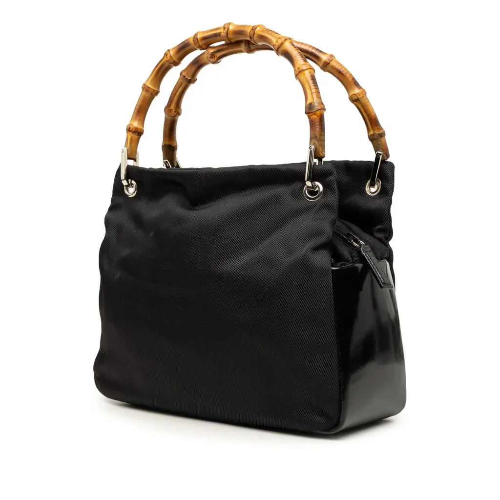 Gucci Nylon Bamboo Handbag Black Polyamide Very good - Back View