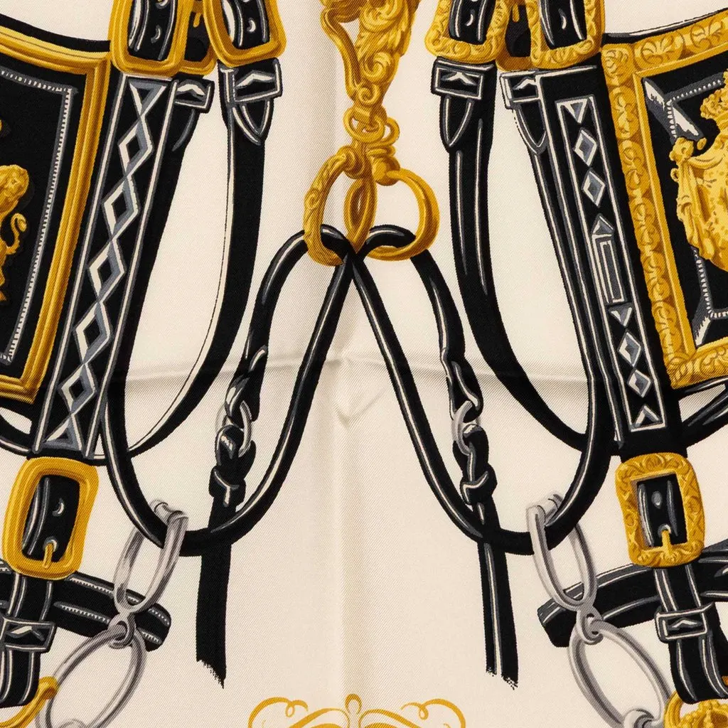 Hermès Brides De Gala Forever Silk Scarf 90 Black Never worn - Back View