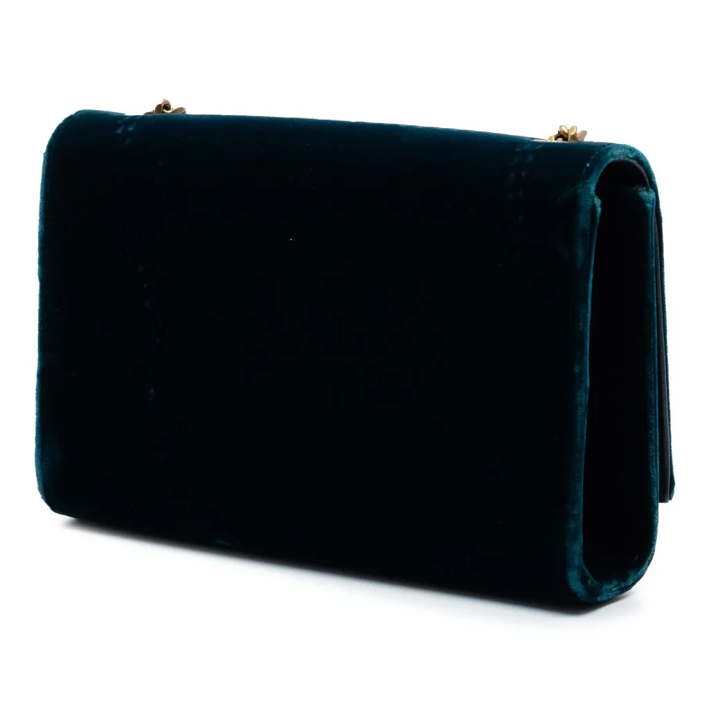 Saint Laurent Small Velvet Monogram Kate Tassel Crossbody Blue Very good - Back View