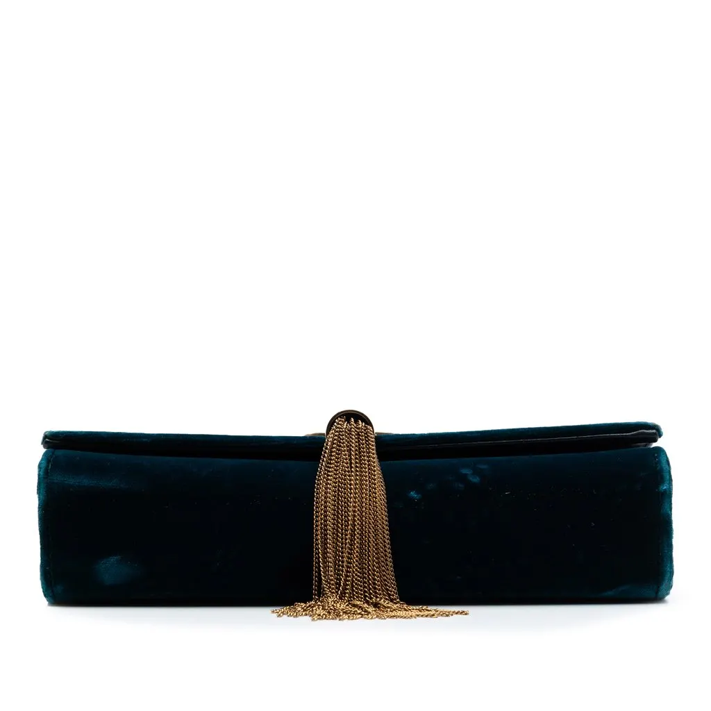 Saint Laurent Small Velvet Monogram Kate Tassel Crossbody Blue Very good - Inside View