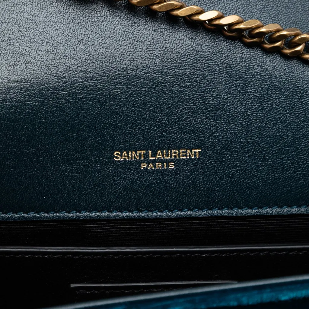 Saint Laurent Small Velvet Monogram Kate Tassel Crossbody Blue Very good - Box View