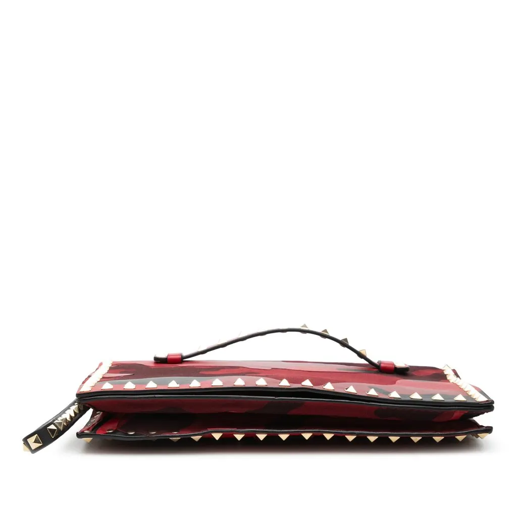 Valentino Canvas and Nappa Camouflage Rockstud Wristlet Clutch Red Very good - Inside View