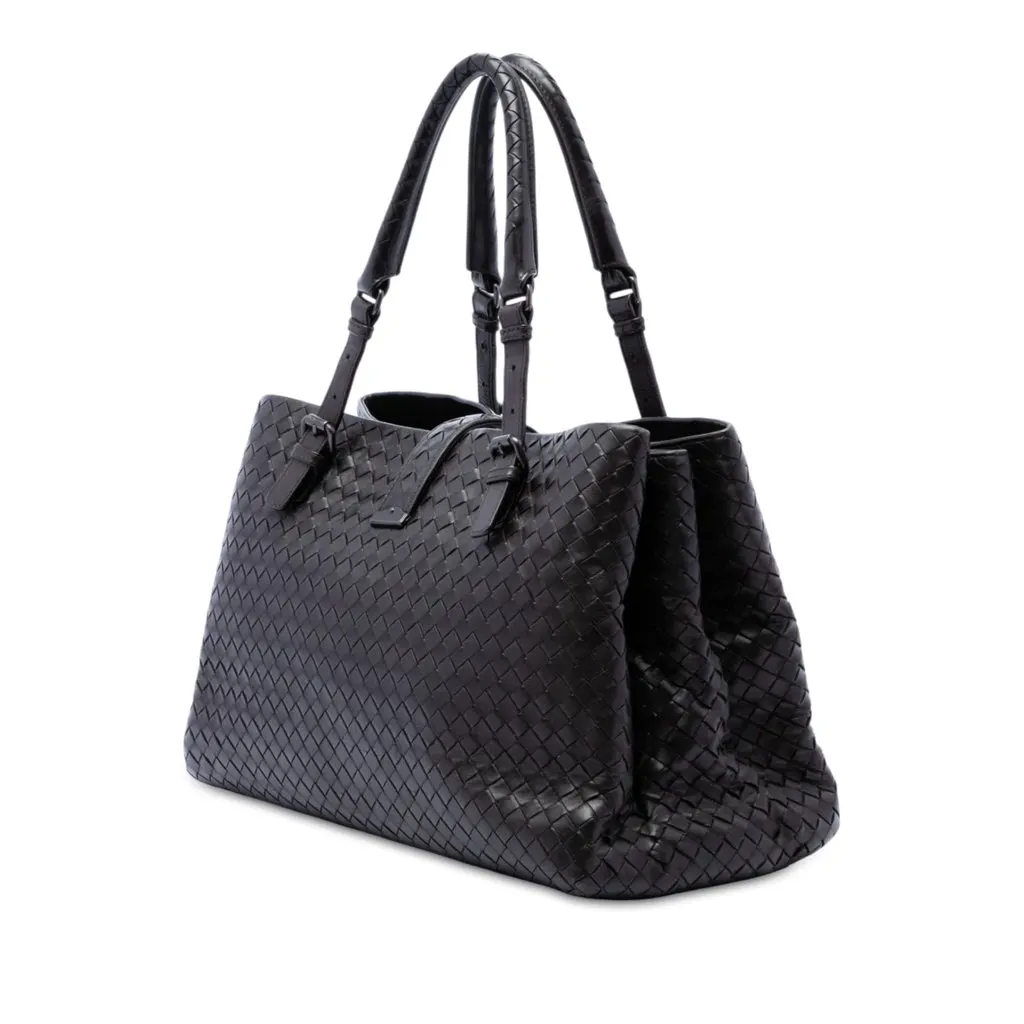 Bottega Veneta Medium Nappa Intrecciato Roma Tote Brown Leather Very good - Back View