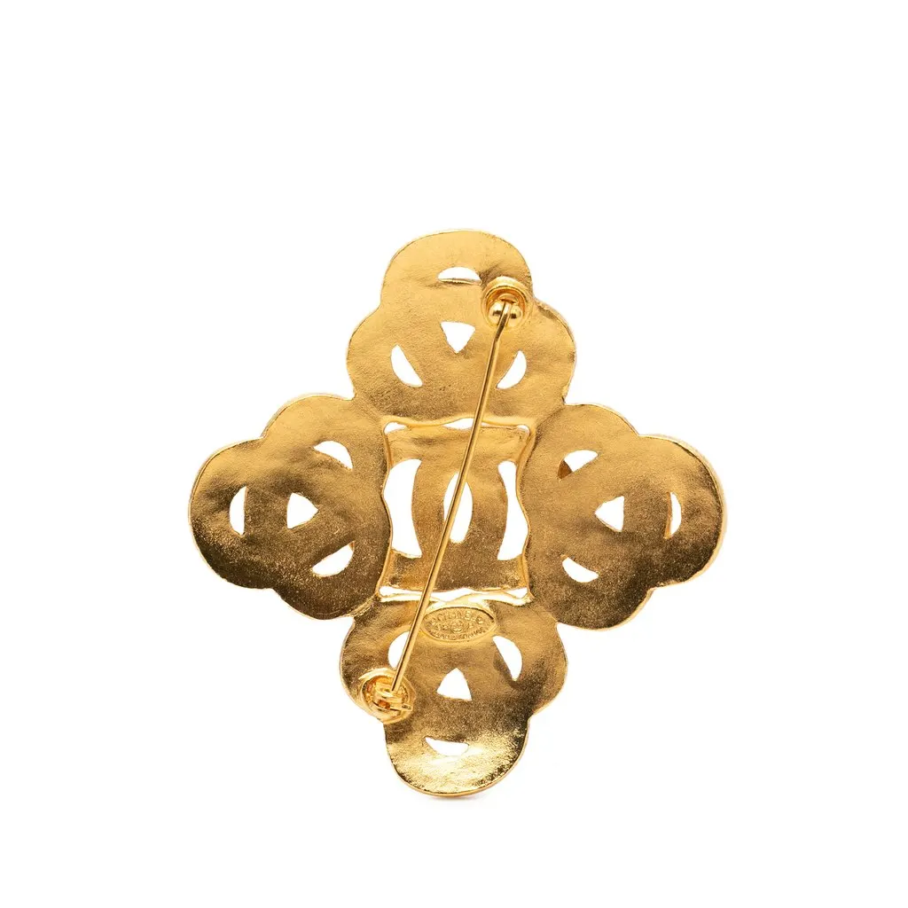 Chanel CC Gold Plated Twisted Brooch Gold Metal Very good - Back View
