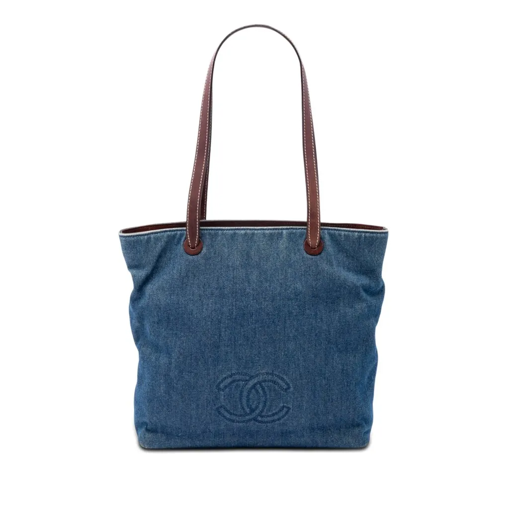 Chanel CC Denim Tote Blue Very good - Front View