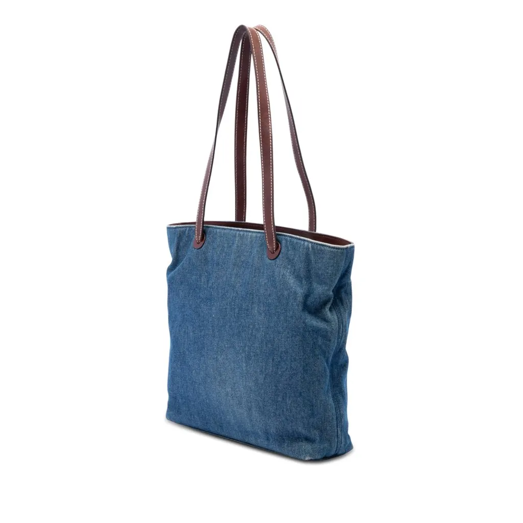 Chanel CC Denim Tote Blue Very good - Back View