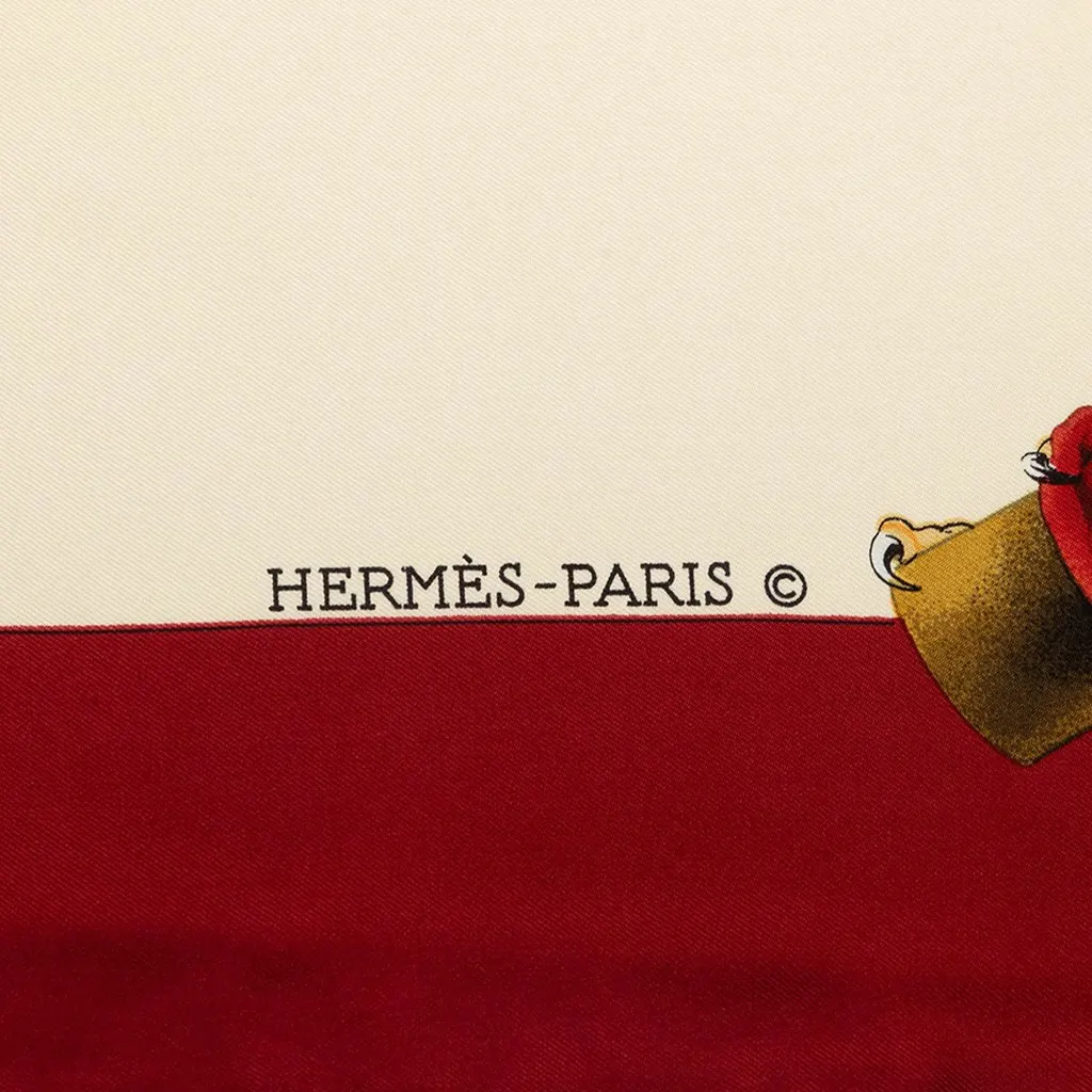 Hermès Chasse A Vol Silk Scarf 90 Brown Silk Very good - Inside View