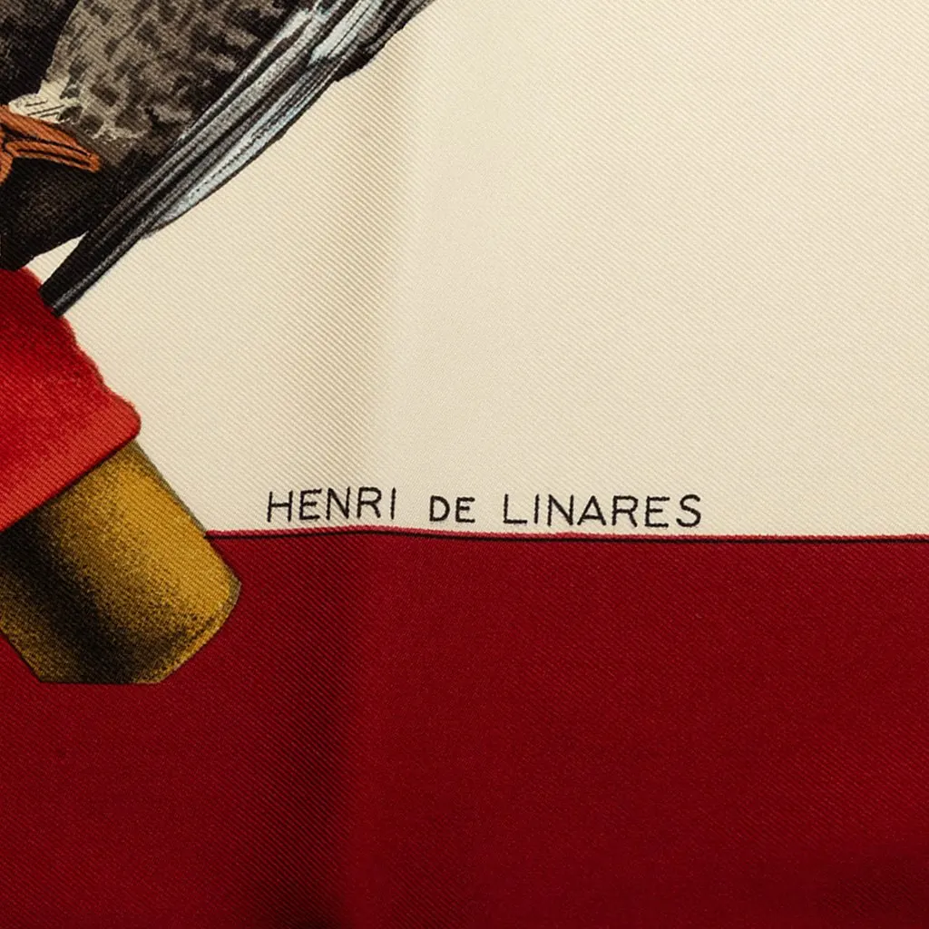 Hermès Chasse A Vol Silk Scarf 90 Brown Silk Very good - Box View