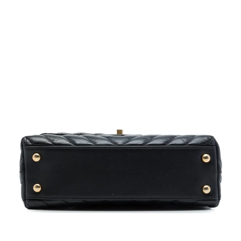 Chanel Mini Chevron Aged Calfskin Coco Top Handle Bag Black Leather Very good - Inside View