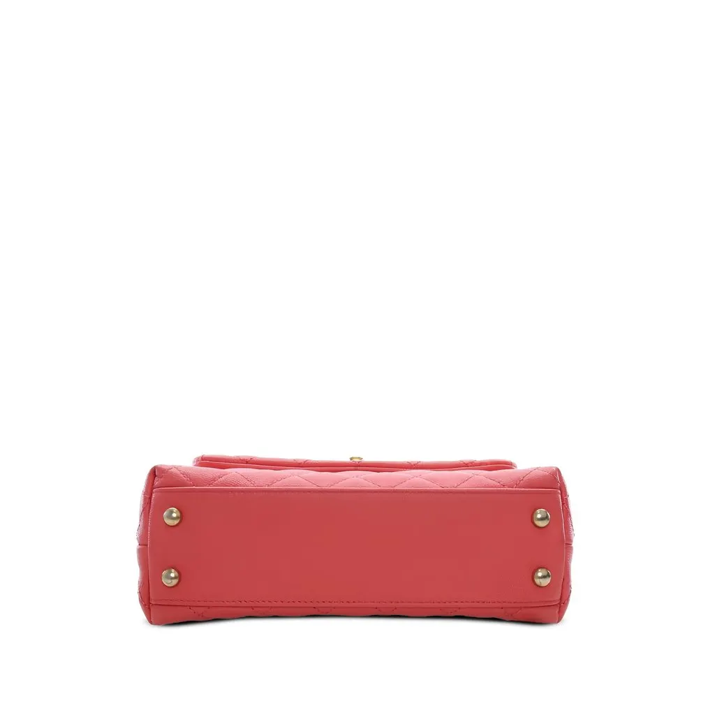Chanel Mini Quilted Caviar Coco Top Handle Bag Pink Leather Very good - Inside View